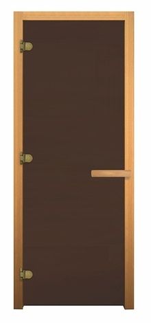 Стеклянная дверь Банный эксперт Бронза матовое, 8 мм, коробка осина, 190/68 в Тюмени