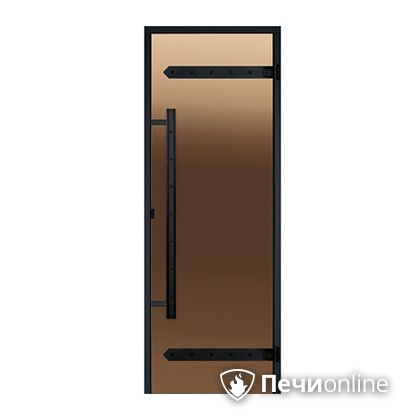 Дверь для бани Harvia Стеклянная дверь для сауны LEGEND 7/19 черная коробка сосна бронза  D71901МL в Тюмени