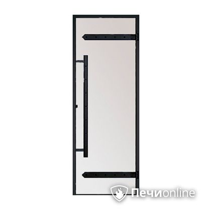 Дверь для бани Harvia Стеклянная дверь для сауны LEGEND 7/19 черная коробка сосна сатин D71905МL в Тюмени
